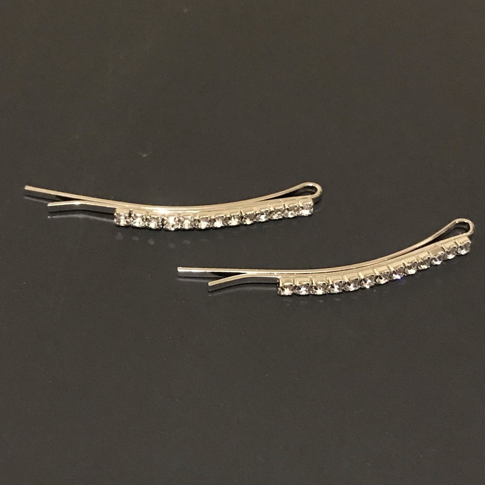 Silver Rhinestone Diamond Bobby Pins